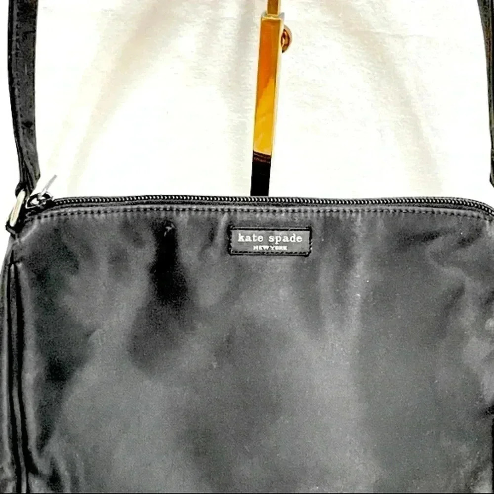 Vintage Y2K Kate Spade Black Nylon Shoulder Bag Classic Style - Picture 2 of 10